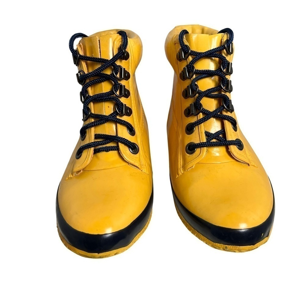 Eddie Bauer Vintage Yellow Lace Up Fleece Lined Rain Winter Boots Size 6